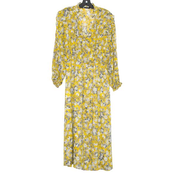 Zara Dress Cottage Prairie Romantic Feminine Grandma Floral Midi Yellow Medium - Picture 1 of 8